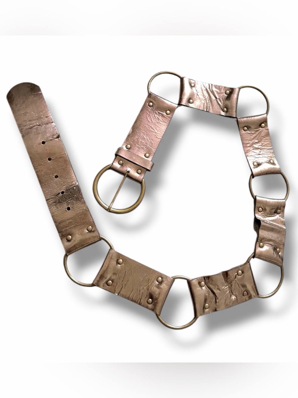 y2k metallic + gold chunky hardware studded belt